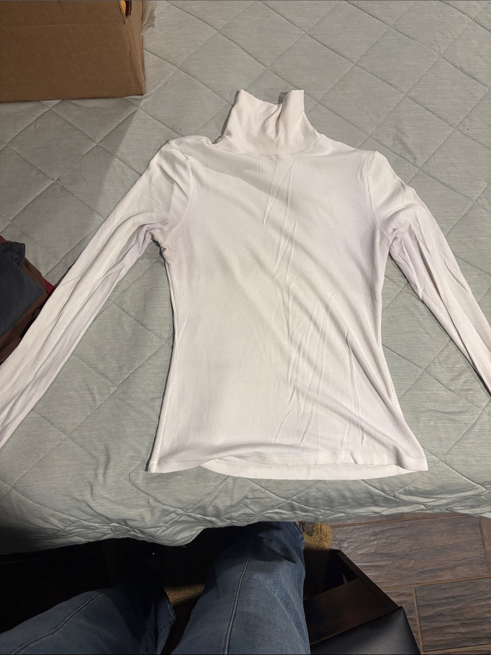 Women’s White Turtleneck Long-Sleeve Top